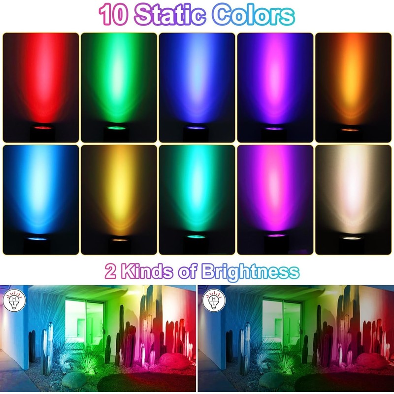 CLY Solar 6 in 1 RGB Spotlights Outdoor Garden, 10