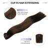 Clip-In Real Hair Extensions, Dark Brown, 35 cm, 6 Pieces,