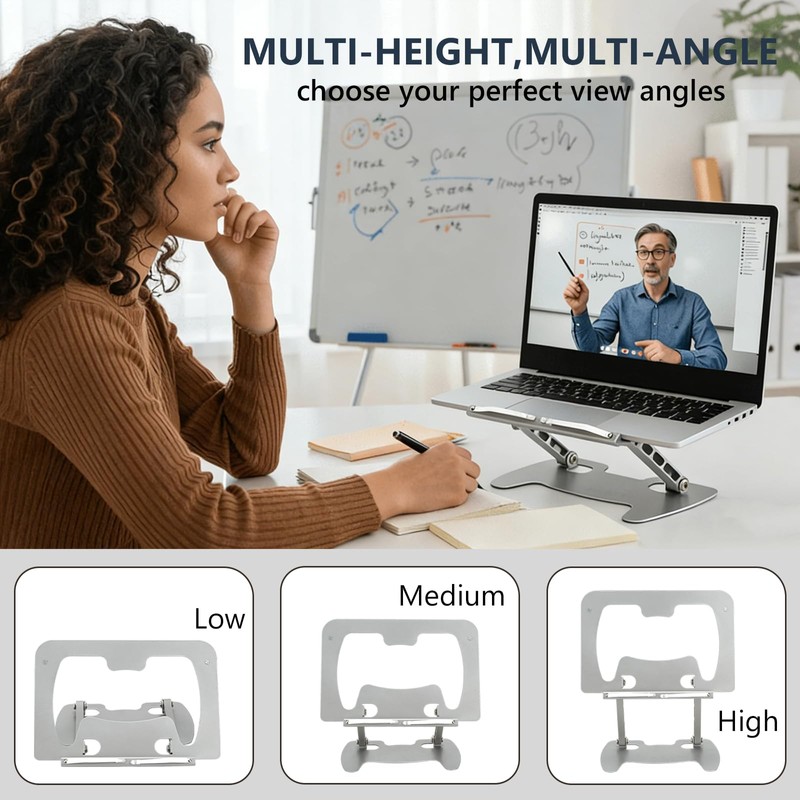 Book Stand for Reading, Adjustable Metal Laptop Stand for Desk
