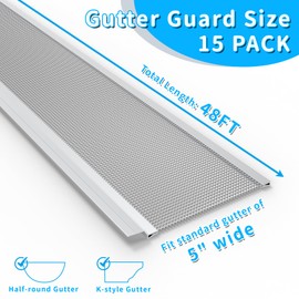 Air Jade Gutter Guard 5", Micro Mesh Stainless Steel Gutter Needle and Leaf Filter, DIY and Modify for Universal Fit Any Roof or K-Style or Other Gutter System, 15 Pack in Box (48ft)