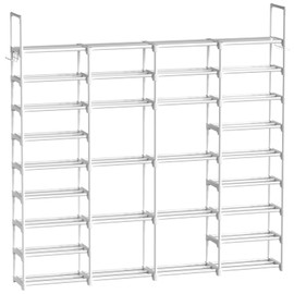 WOWLIVE 4 Row 9 Tiers Extra Large Shoe Rack Big Tall Metal Shoe Shelf, Heavy Duty Organizer for Closet Entryway, Boot Rack Storage Stackable Stand for Garage White