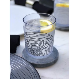 bzyoo BPA-Free Designed Dishwasher Safe 14 oz Plastic Tumbler Set which is Durable and Stackable Great For Parties Holidays Anniversaries (6 PCS, Organica Black)