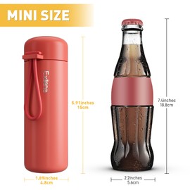 Exllena Mini Water Bottle 6.8oz/200ml, Small Insulated Water Bottle for Hot&Cold Drinks, Water Bottle Purse Bottle with Carry Handle - 100% Leakproof Perfect for School, Travel...(Coral Red)