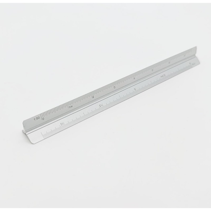 Triangular Scale Ruler, 5.9 inches (15 cm), 12 Types, Aluminum