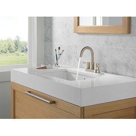 Peerless Precept Centerset Bathroom Faucet, Brushed Nickel 3-Hole Bathroom Faucet, Bathroom Sink Faucet, Push-Pop Drain Assembly, Brushed Nickel P2530LF-BN