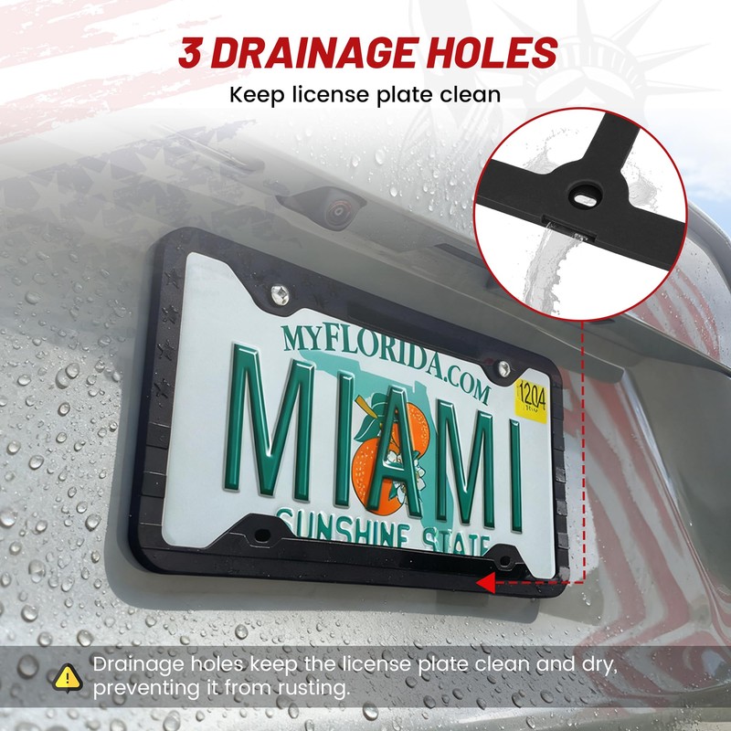 RED WOLF 2 PCS Silicone License Plate Frame American Flag