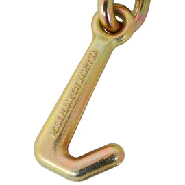 SPOFLYINN Lifting Chains with Hooks, 4,700 Lb WLL Heavy Transport Truck Chain with RTJ Bunching Hook and Grapple for Automotive Wrecker Rescue, Towing Equipment Gold As Shown One Size
