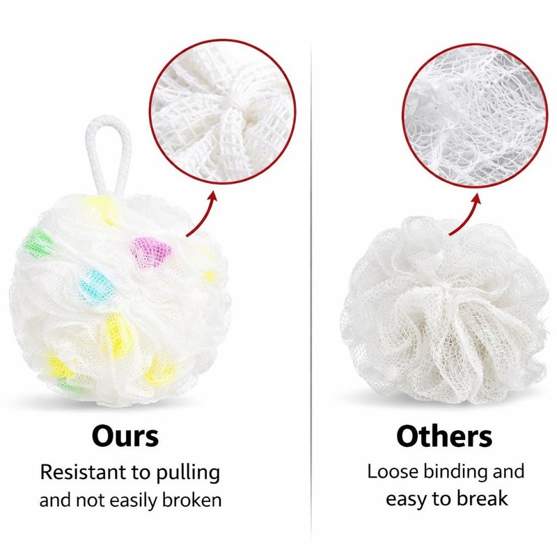 2 Pcs Loofah Sponge Shower Puff, Soft Mesh Bath Sponge