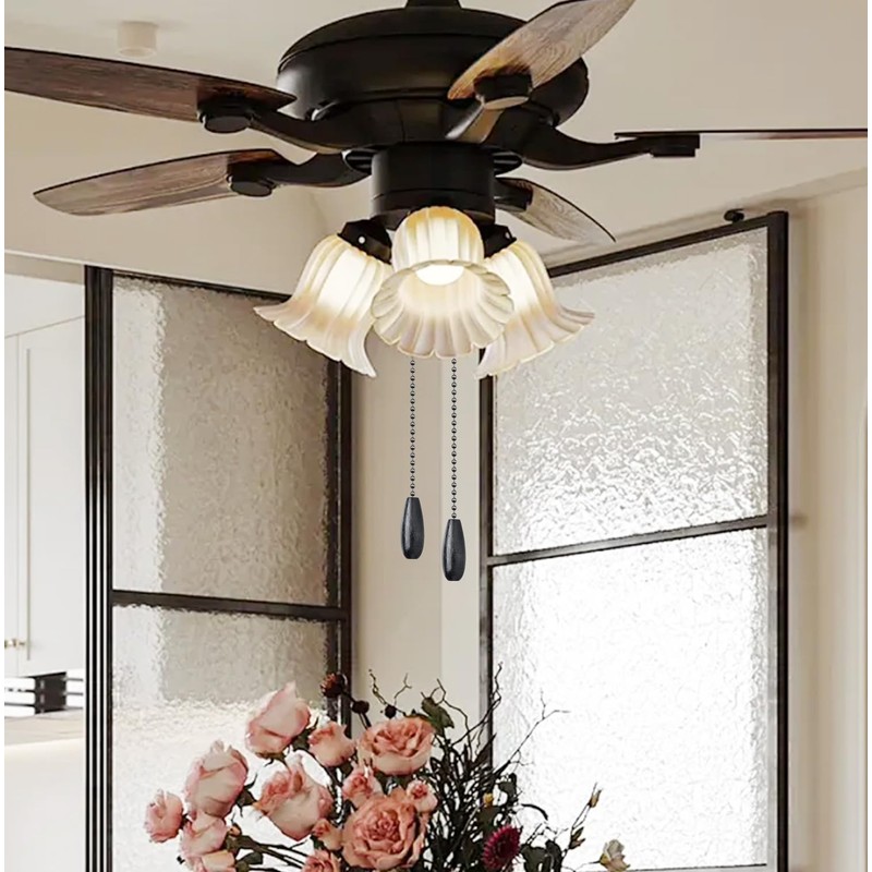 Dotlite 2Pack Black Wooden Ceiling Fan Pull Chain Extender, 12in