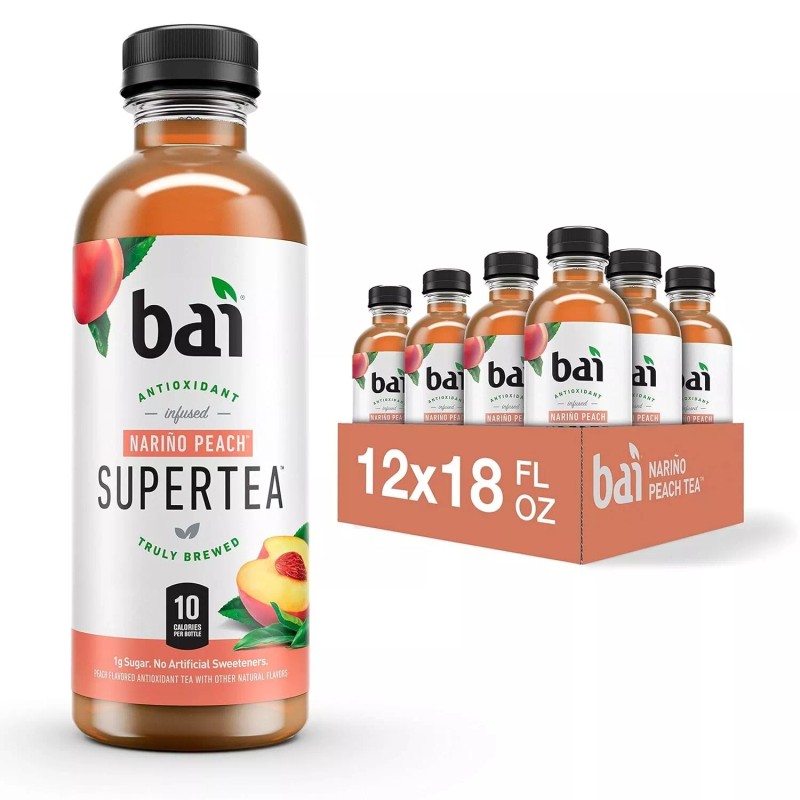 Bai Iced Tea, Narino Peach, Antioxidant Infused Supertea, 18 Fl