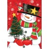 Christmas Tree Snowman House Flag Chickadee Snowflakes 28" x 40"