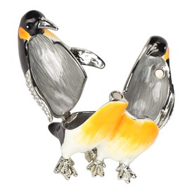 Trinket Box Hinged, Penguin Couple Jewelry Boxes with Lid Unique Gift for Home Decor