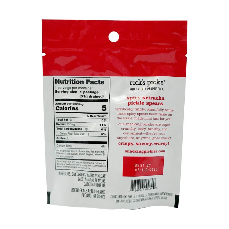 RICKS PICKS Spicy Sriracha Snacking Pickle Spears, 2.2 OZ