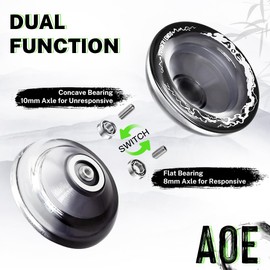 7YO AOE Responsive Yoyo Crystal Yoyo for Kids 8-12, Plastic Yoyo Professional Unresponsive Yo yo for Adults with Unresponsive Yoyo Bearing, 10 Yoyo Strings, Yo-yo Case, Removal Tool (Black and White)