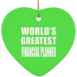 Designsify Christmas Tree Decoration, World's Greatest Financial Planner, Heart Ornament Green, Gifts for Birthday Anniversary Valentines Mom Mothers Fathers Day Party, to Men Women Him Her Friend Mom
