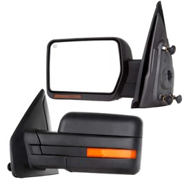 Aintier Tow Mirrors Pair suitable for 2007-2014 For Ford For F150 Series Truck Pickup with Power Adjusted Heated Turn Signal Light Black HousingTowing Mirrors