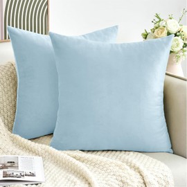 NAFAY LIVING Velvet Cushion Covers 45cm x 45cm Slate Blue Pack of 2 - Square Throw Pillowcases for Sofa Bedroom Decorative Cushion Cover with Invisible Zipper 18x18 inches