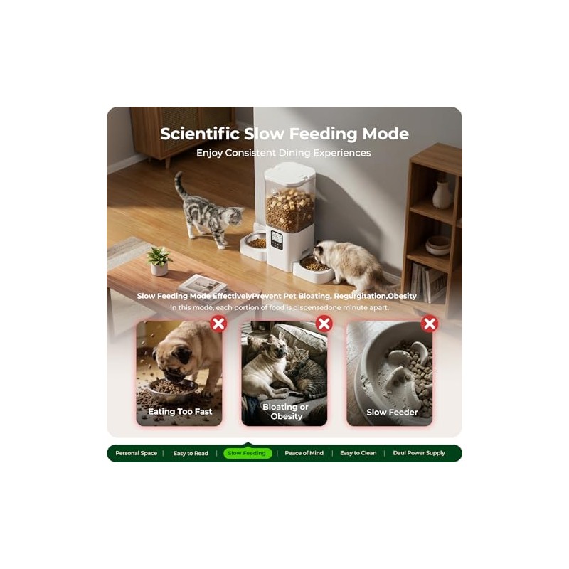 Frienhund Timed Automatic Cat Feeder 2 Cats with Slow Feed: