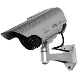 Wireless Solar Powered Fake Dummy Security Camera, Silver (2-Pack)