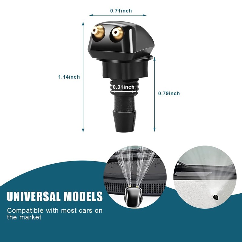 2 Pcs Front Windscreen Washer Nozzle Rubber Seal Universal Accessories