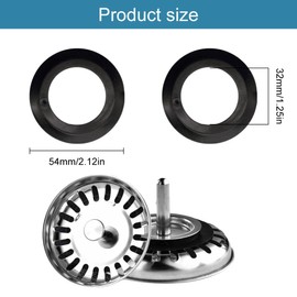 PLKSEI Pack of 5 Rubber Replacement Seal for Strainer Baskets, Sink Strainer Basket Seal, Diameter 54 mm Outer, Diameter 32 mm Inside, Universal Lip Seal, Drain Seal for Kitchen Sink