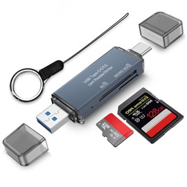 SD Card Reader with Dual Connector USB C - High Speed Reader for SD Cards, TF Cards, Compatible with PCs, Tablets and Smartphones for Wildlife Camera