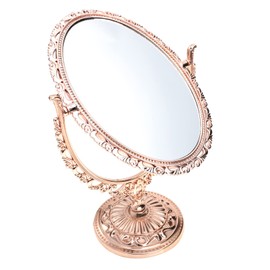 minkissy Vanity Mirror Desk Mirror Retro Decorative Mirror Vintage Decor rotatable Makeup Mirror Coquette Tabletop Cosmetic Mirror Vintage Room Decor Glass to Rotate Desktop Ellipse Mirror