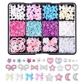 MIRKUZI Rhinestones for nails, nail jewellery set, pearl moon love resin, nail accessories for DIY (A5)