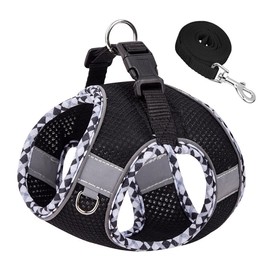 Dog Harness and Leash Set, No Pull Adjustable Reflective Pet Harness for Small Medium Dogs, Step in Vest Harness Easy Walk Dog Harness Outdoor Hiking Training for Small Dogs, Cats(Black, XS)