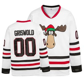 YWIES Griswold #00 Movie Christmas Hockey Jerseys Stitched Letters and Numbers S-XXXL White