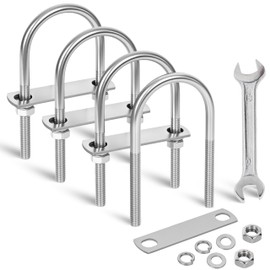 SRZTXU 4 Sets M10 U-Bolts,u-Bolts 3" (78mm) Wide,304 Stainless Steel u-Bolts,with Nuts,Bolt Plate and washers (4, M10 x 78mm x 153mm)