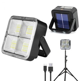 Generic Portable LED Camping Light, USB Solar Charging, Rechargeable, Black, 500 Lumen, Waterproof, Modern Style, Outdoor Use