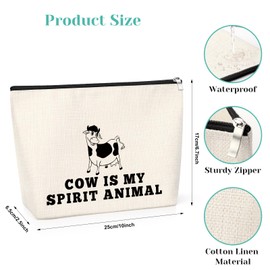 Cow Lover Gift Funny Makeup Bag Cow Themed Gifts for Girl Friend Sister Colleague Daughter Zipper Pouch Christmas Birthday Presents for Sister Besties BFF Travel Cosmetic Pouch