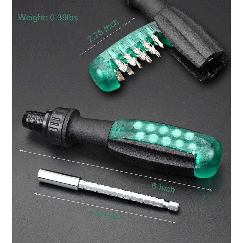 Deselen Ratcheting Screwdriver with Magnetic Bit Ratchet, Multi Bit Set,