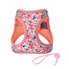 JUFOO M Peach Flower Pattern Dog Harness and Leash Set,No