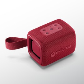 Motorola ROKR 300 Wireless Portable Bluetooth Speaker with Dual Built-in Passive Radiators, IP67 Water and Dust Resistant, Clear Vocals, Smooth Sound, 12 hrs. Playtime, Red