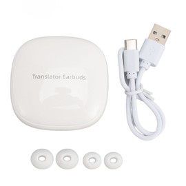 Multifunction Translator Earbuds 144 Online Languages Translation Wireless BT 5.0 Portable Bluetooth Earbuds for Music Calling Translating White