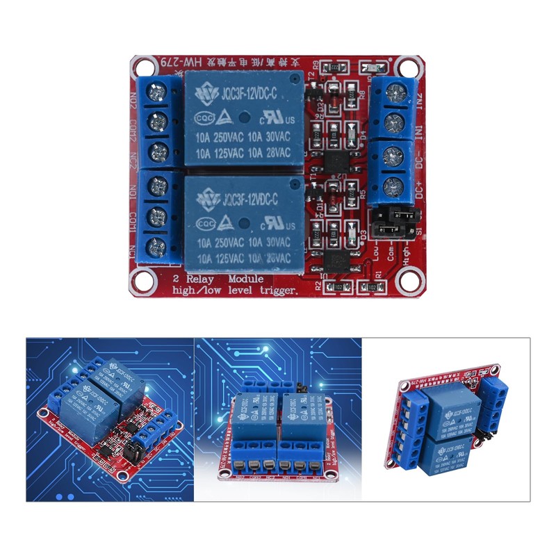Podazz 2PCS 12V Relay Module Switch 2-Channel with Optocoupler Isolation,Supports