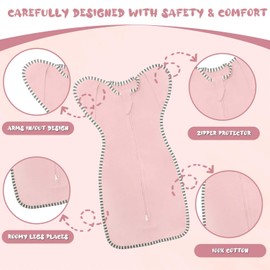 Roksuma Baby Sleepsack Swaddle 0-3 Months Sleep Sack, 2-Pack Transition Swaddle 0-3 Months Arms up with 2-Way Zipper Arms in/Out 100% Cotton 0.8 Tog Baby Swaddles for Newborn (Small 5-14lbs)