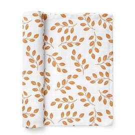 Mini Muslin - Muslin Swaddle - 100% Cotton - Leaves - Amber