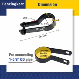 FENCINGKART Black Powder Coated Tension Band for Chain Link Fence, 1-5/8" inch, with Nuts & Bolts, 20 Pieces (Black, 1-5/8")