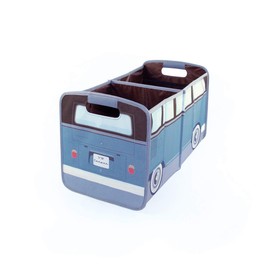BRISA VW Collection - Volkswagen Samba Bus T1 Camper Van Universal Foldable Storage Box, Trunk Bag, Storage Space for Shopping, Toys, Everyday Objects, Car Accessories (Petrol/Brown)