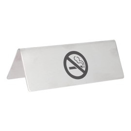 CIYODO Double-sided No Smoking Table Tent Sign Stainless Steel Indicator Office Home Reminder