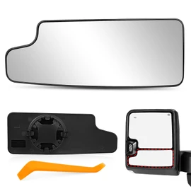 TOP-MAX Driver Left Side Towing Mirror Glass Replacement Fit for 2019 2020 2021 2022 2023 2024 2025 Chevy Silverado GMC Sierra 1500 2500 HD 3500 HD, Convex Lower Mirror Non-Heated with Back Plate
