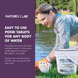 Nature's Core Muck Removal Tablets Natural Pond Sludge Remover, Cleans & Clears Away Muck & Sludge, Safe for The Environment, Treats 1,500 Sq Ft, 3 Month Supply, 8 Scoops, 4 lb