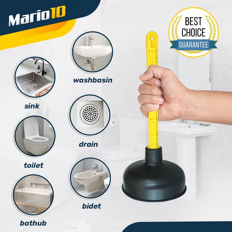Mario10 4.52in/11,5 cm.Rubber Sink Plunger Toilet Unblocker Heavy Duty Bathroom