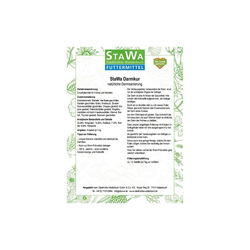 STAWA Intestinal Treatment - Natural Intestinal Restoration for Chickens and