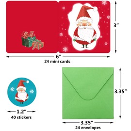 Mini Christmas Greeting Cards Watercolor Design Happy Holiday Card Pack with Envelopes and Stickers
