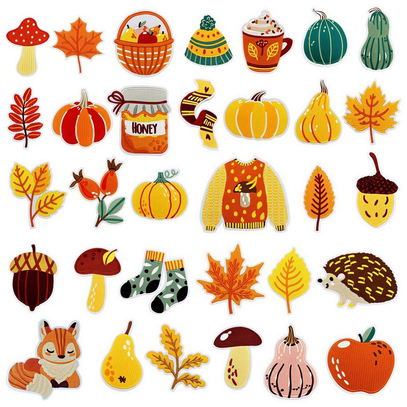 Cute Fall Iron on Patches for Clothes DIY Crafts, 32PCS