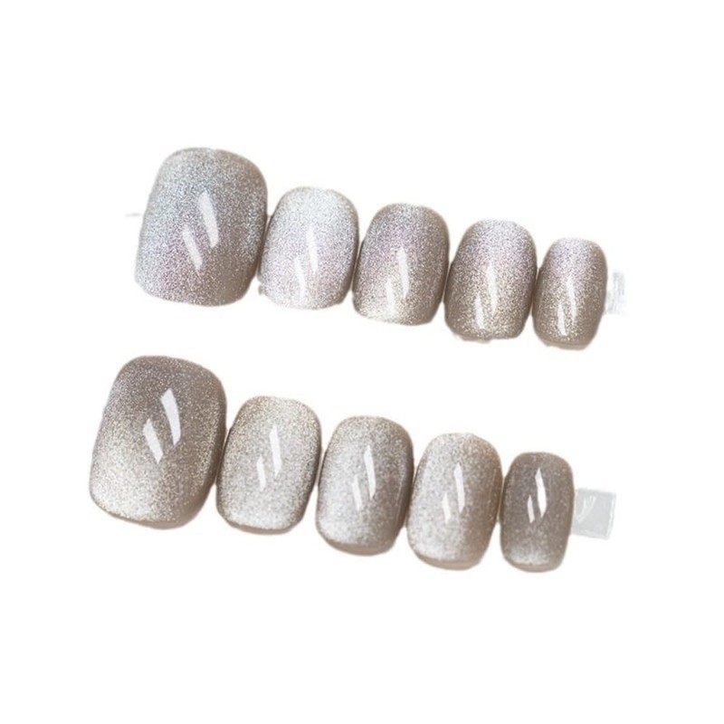 JUSTOTRY Pack of 24 Cat Eye Nails for Sticking, Short,